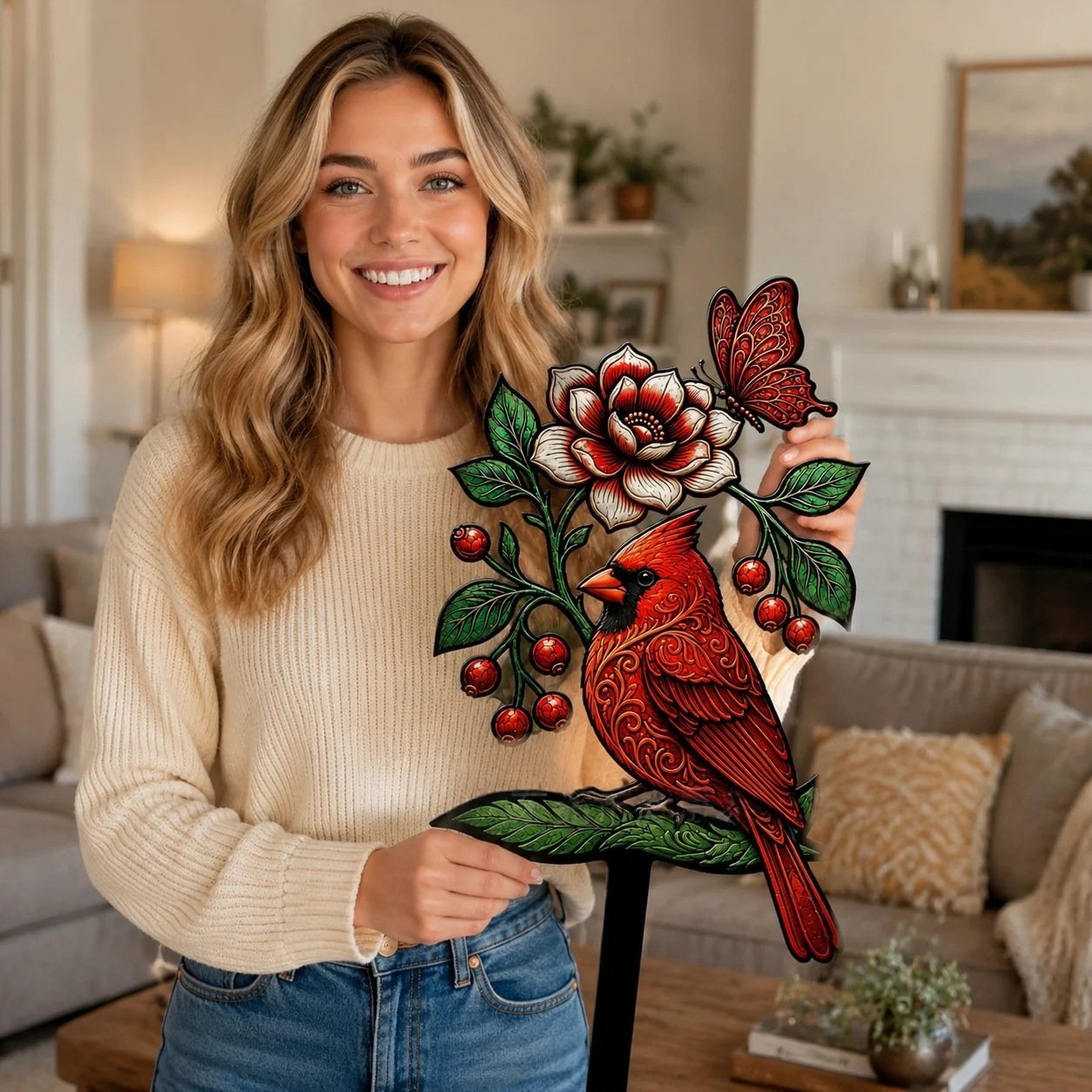 🐦Cardinal Art Garden Stake