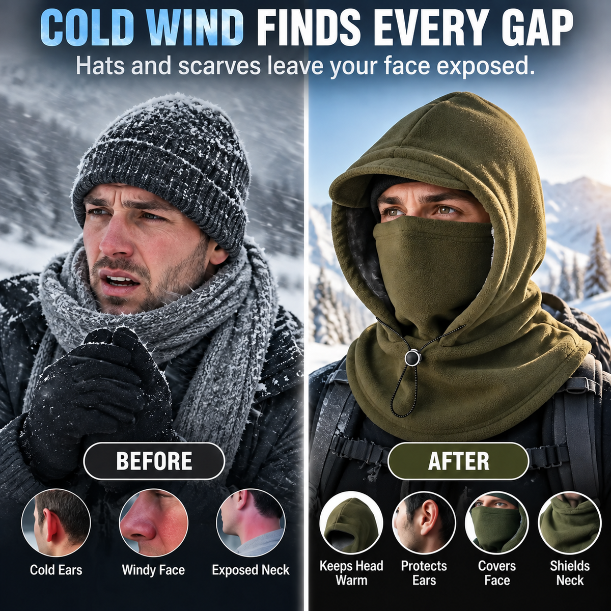❄️ Winter Thermal Face Mask Hood – Windproof Fleece Balaclava for Outdoor Activities