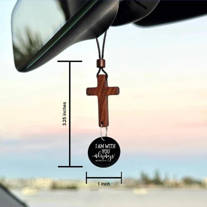 ✝️Bible Verse Car Rearview Mirror Hanging Cross Pendant