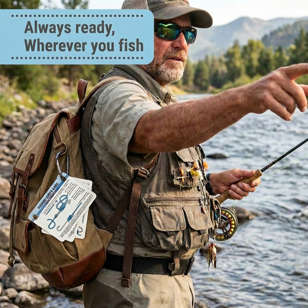 🎣Knots Guide Cards-12 Essential Fishing Knots Tutorial for Beginners