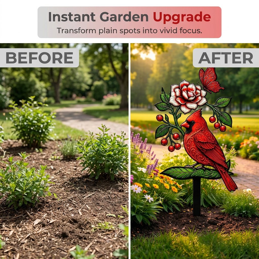 🐦Cardinal Art Garden Stake