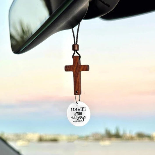 ✝️Bible Verse Car Rearview Mirror Hanging Cross Pendant