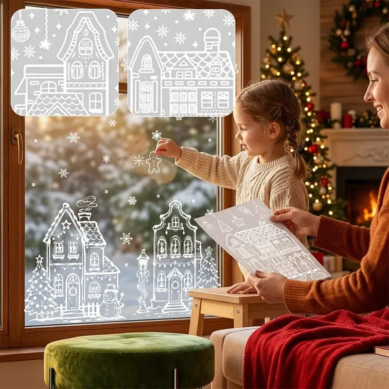 ❄️🎅Set of static-cling Christmas window decals