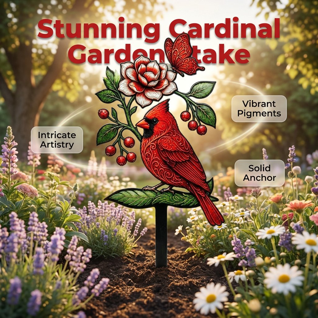 🐦Cardinal Art Garden Stake