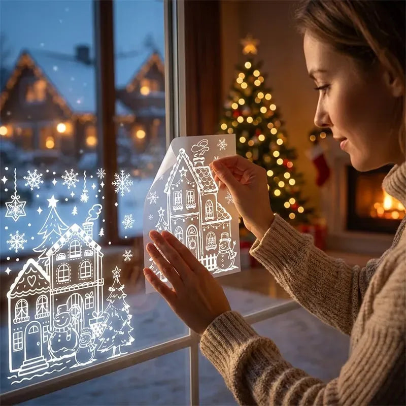 ❄️🎅Set of static-cling Christmas window decals