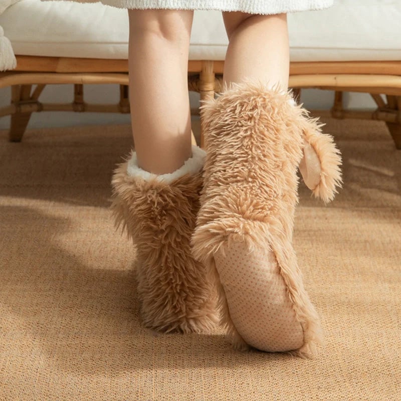 OFF⚡50K+ SOLD💕Women's Plush Slippers Socks Floor Socks Winter Home Indoor Thickened Fleece-Lined Anti-Slip Adult Women's Plush Snow Socks Shoe Covers