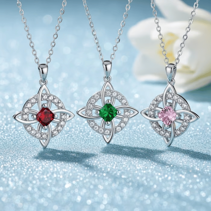 Mystical Necklace with a Birthstone and the Witches' Knot – Natural Crystal 🔮💞 Protect Your Loved Ones