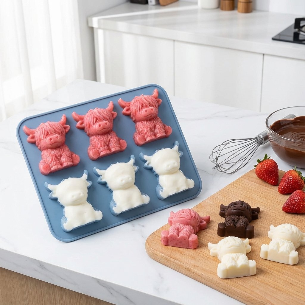 🐮 Mini Highland Cow ice cube tray and dessert mold 🧊🍪 Cute 3D ice cubes for drinks, parties, and gifts💕