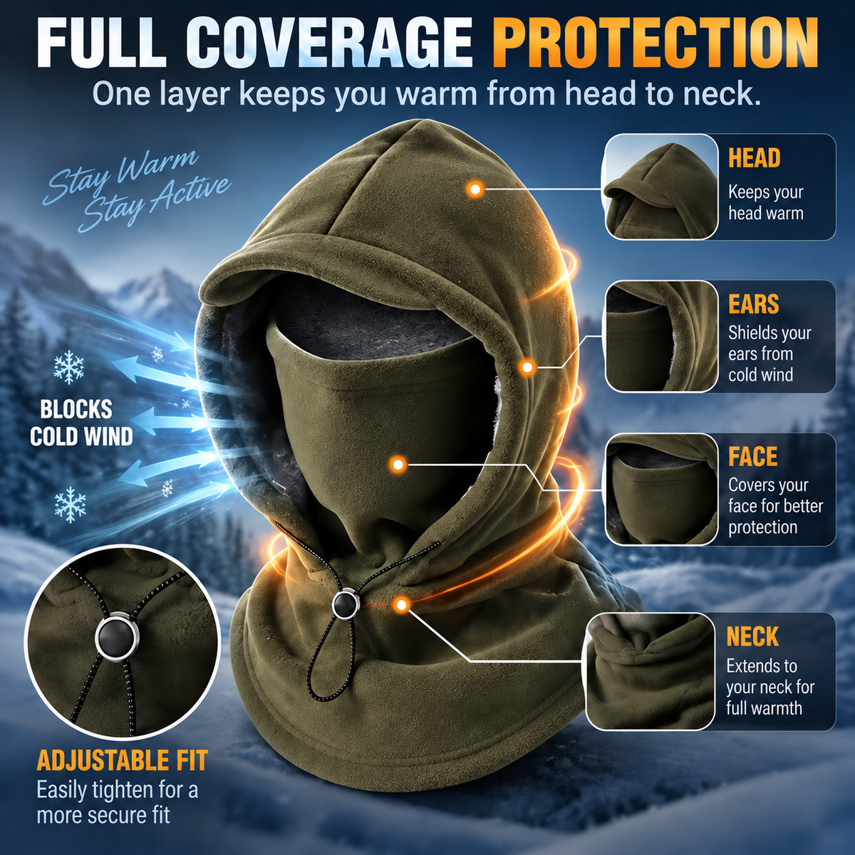 ❄️ Winter Thermal Face Mask Hood – Windproof Fleece Balaclava for Outdoor Activities