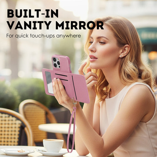 🔥Phone case with mirror and wrist strap