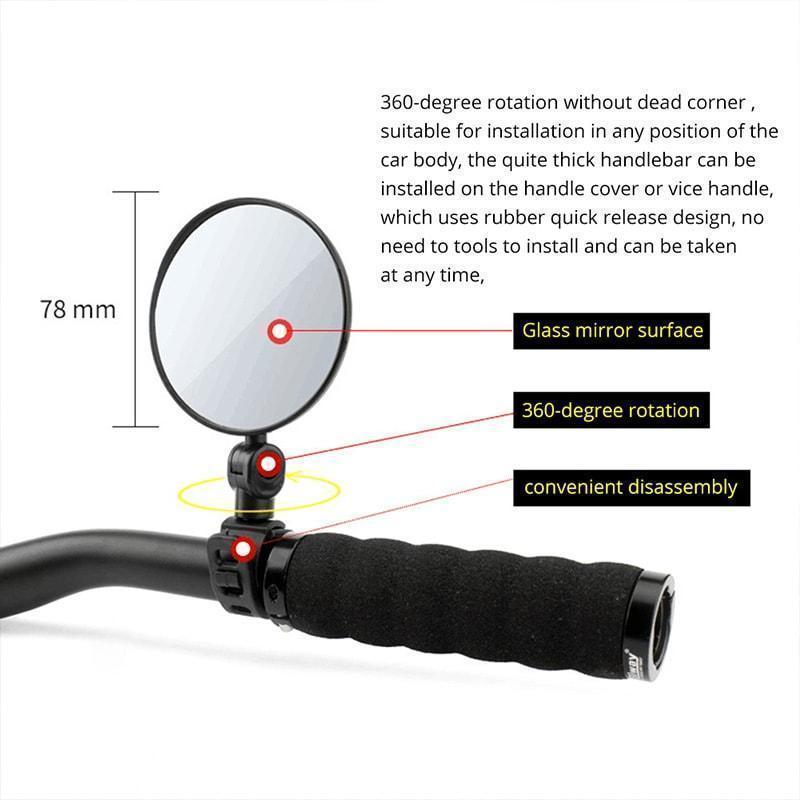 360-degree rotating rearview mirror🚴‍♂️🔎