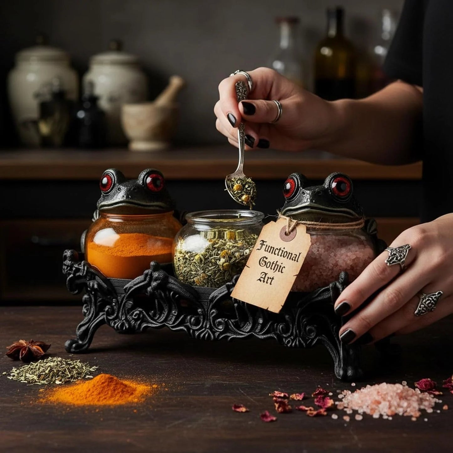Handcrafted witch frog spice basket🐸🧙